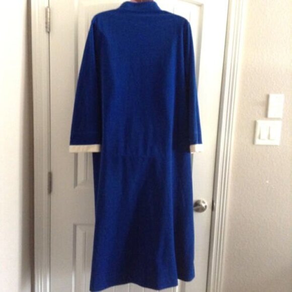 Vintage JC Penney Women's Fleece Robe 38 Stripes Blue Zip Front Caftan - Picture 3 of 4
